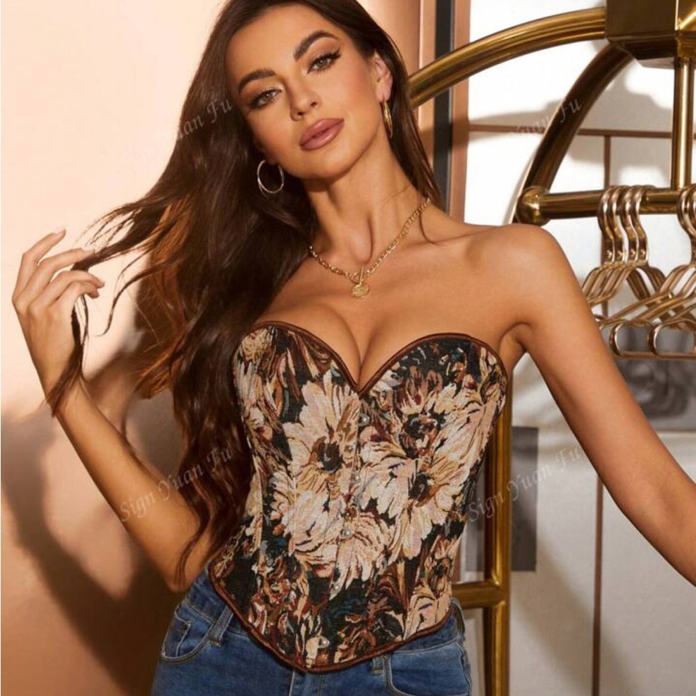 Floral Strapless Corset Top